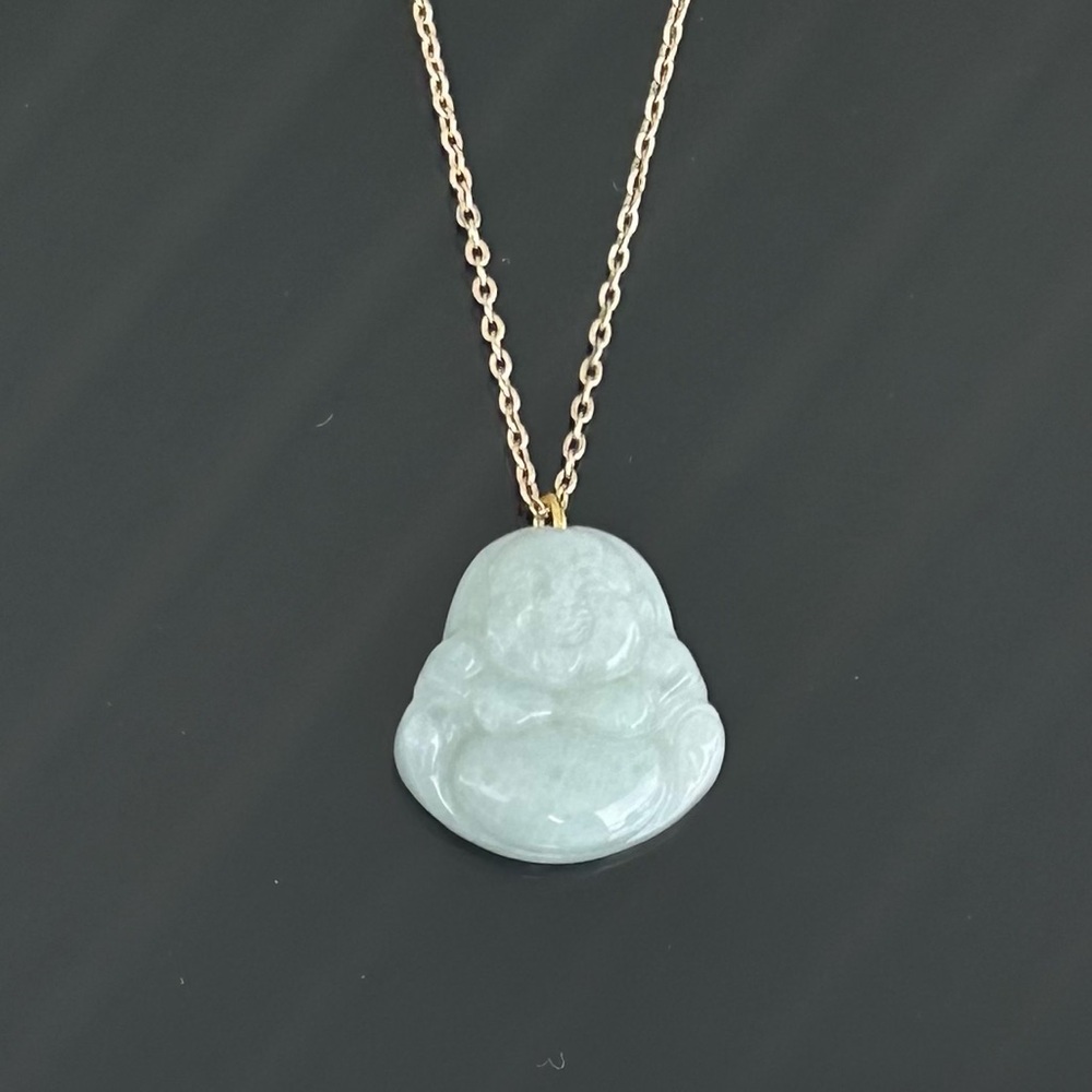 Happy Laughing Buddha Antique Vintage NATURAL JADE Pendant